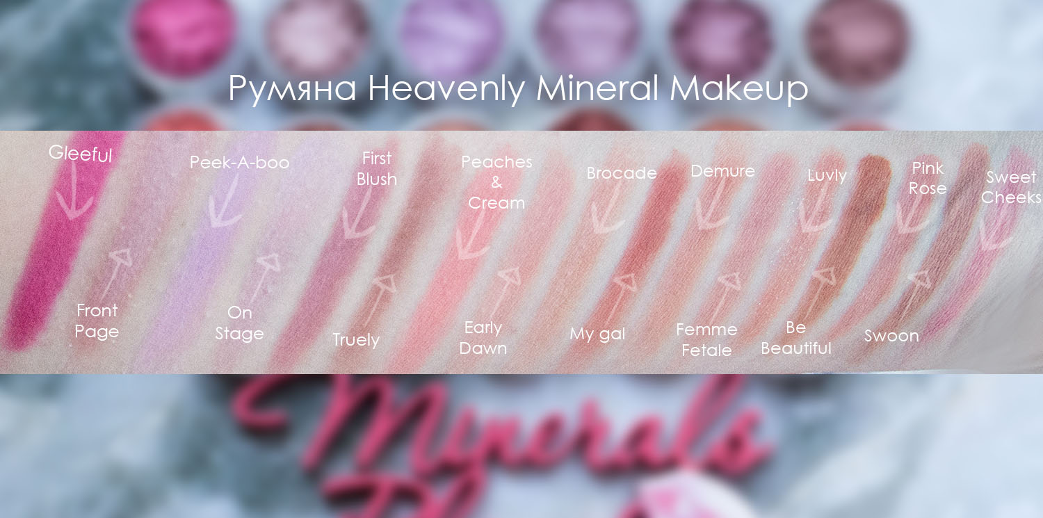 Свотчи минеральных румян Heavenly minerals